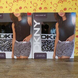 DKNY NWT Women’s Tank & Short Set Black Top Animal Print Bottom: Med & Large